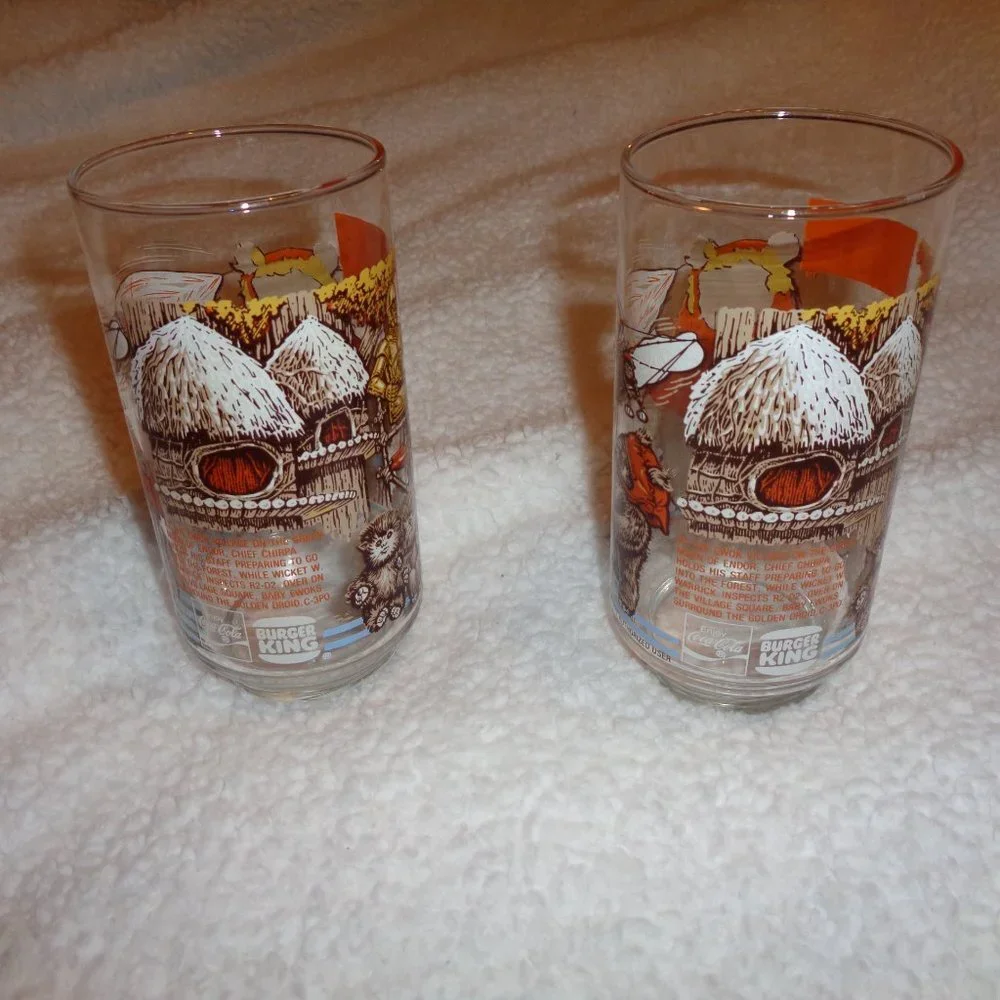 Vintage Retro Star Wars Return of the Jedi Burger King Glasses 1983 (set of 2)